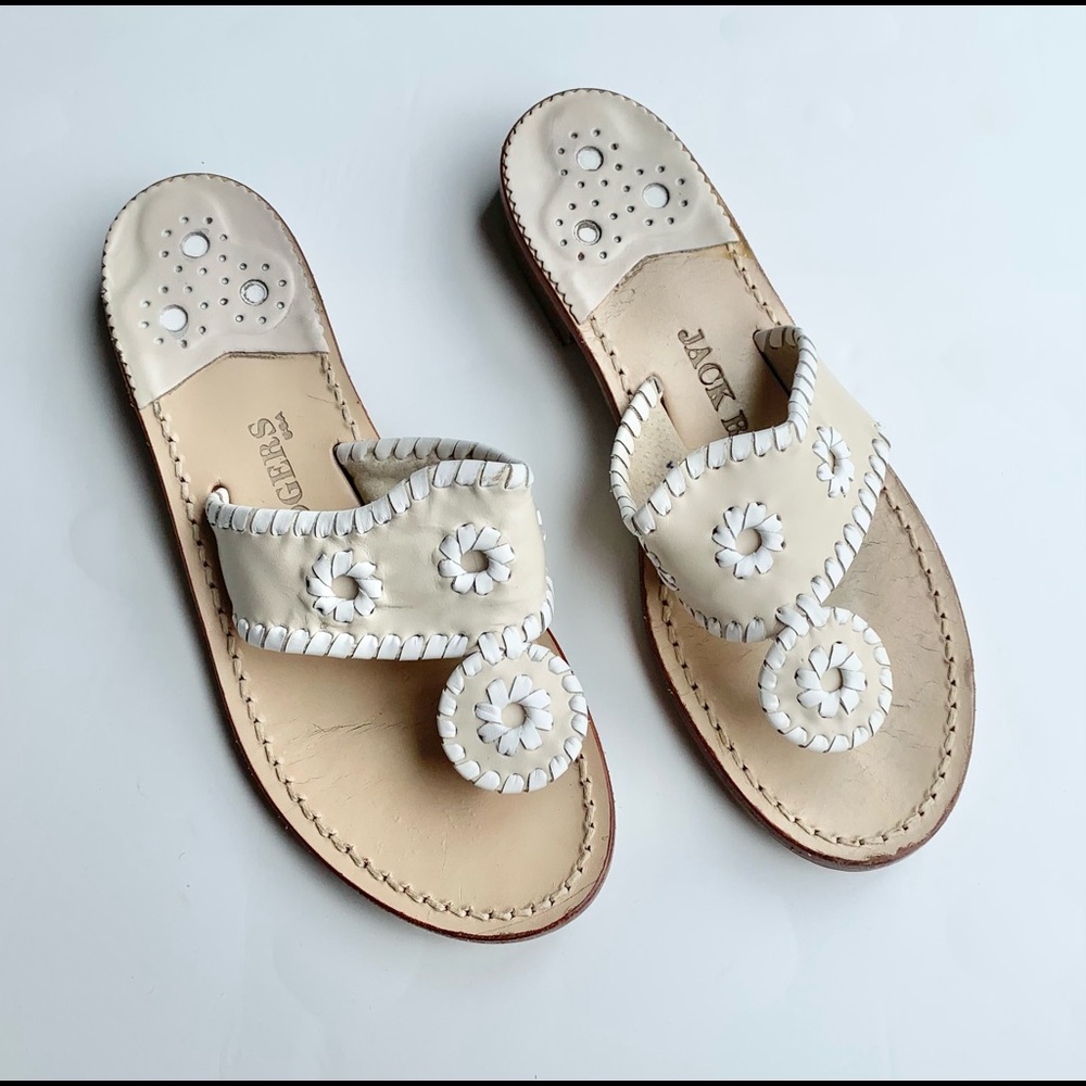 Tan and White Size 6 Jack Rogers